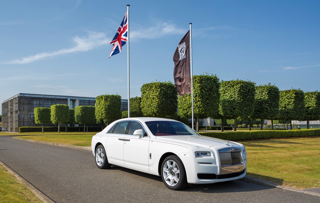 A white Ghost made for a client to mark the 50th anniversary of the state of Singapore photographed at Rolls-Royce Motor Cars, Goodwood, West Sussex. Picture date: Wednesday July 1, 2015. Photograph by Christopher Ison © 07544044177 chris@christopherison.com www.christopherison.com