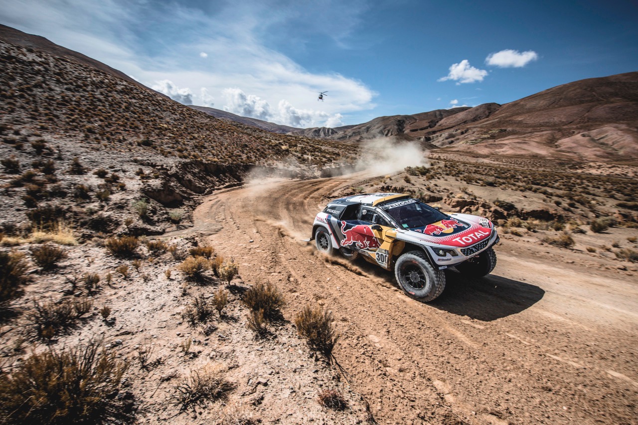 Stephane Peterhansel (FRA) of Team Peugeot TOTAL races during stage 4 of Rally Dakar 2017 from San Salvador de Jujuy, Argentina to Tupiza, Bolivia on January 5, 2017.
